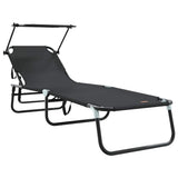 Folding Sun Lounger Folding Black 190 x 57 x 81 cm Oxford 42003129