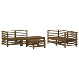 ZNTS 6 Piece Garden Lounge Set Honey Brown Solid Wood Pine 3186203