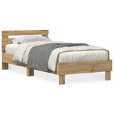 Bed Frame with LED Artisan Oak 90 x 190 cm Engineered Wood 863806