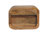 Solid Wood Extra Mini Curved Oak-ish Bedside with Open Slot, 1 Drawer, 1 Shelf, Brown B2743P403488