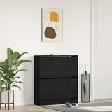 Shoe Cabinet Black Oak 80 x 21 x 87.5 cm Engineered Wood 862216