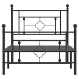 ZNTS Metal Bed Frame without Mattress with Footboard Black 90x200cm 374350