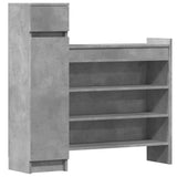 Shoe Cabinet Concrete Grey 100.5x28x100 cm Engineered Wood 840425