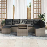 Sofa Set with Cushion with Storage 9 pcs Grey Poly Rattan 3349055