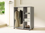 Open Wardrobe on Wheels, Bedroom Wardrobe with Clothes Hanging Rail, 3 Storage Shelves, Mobile T3398P328093