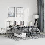 Metal Bed Frame without Mattress with Footboard Black 150x200cm 374457