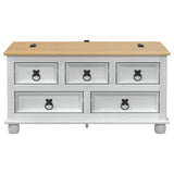 Storage box with Drawer White 90 x78 x 45 cm Solid Pine Wood 42024938