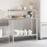 Kitchen Work Table with Overshelf 110x55x120 cm Stainless Steel 3208900