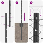 ZNTS Fence Posts 22 pcs U-Channel Grey 140 cm Steel, Hexagon Fence Grey 1,4x100 m Steel 3336937