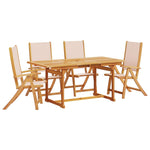 ZNTS 5 Piece Garden Dining Set Solid Wood Acacia and Textilene 3279282