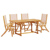 ZNTS 5 Piece Garden Dining Set Solid Wood Acacia and Textilene 3279282