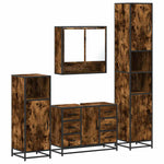 ZNTS 4 Piece Bathroom Furniture Set Smoked Oak Engineered Wood 3301232