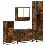 4 Piece Bathroom Furniture Set Smoked Oak Engineered Wood 3301232