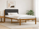 Bed Frame with Upholstered Headboard Natural and Dark Grey 904433