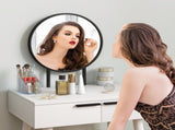 Dressing Table with Mirror and Stool, Vanity Makeup Desk Set with 2 Drawers, Cushioned Stool and T3398P378743