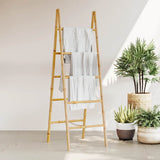 Double Towel Ladder with 5 Rungs Bamboo 50x160 cm 243714