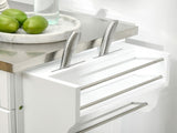 Wooden Kitchen Island on Wheels, Serving Cart Storage Trolley with Stainless Steel Top, Drawer, Side T3398P342215
