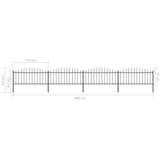 ZNTS Garden Fence with Spear Top Steel x6.8 m Black 277706