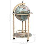 ZNTS Globe Bar Wine Stand Eucalyptus Wood Blue 320906