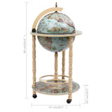 ZNTS Globe Bar Wine Stand Eucalyptus Wood Blue 320906