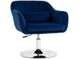 Retro Velvet Swivel Tub Chair with Steel Frame, Cushion Seat, Dark Blue T3398P554132