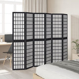 Room Divider 6 Panels Black Solid Wood Paulownia 358778