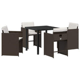 Garden Dining Set 5 pcs Brown Poly Rattan 3380697