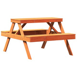 Picnic Table Wax Brown 105x134x75 cm Solid Wood Pine 844649