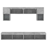 6 Piece TV Wall Units with LED Concrete Grey Engineered Wood 3216707