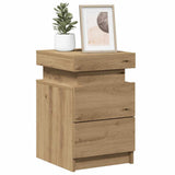 Bedside Cabinet with LED Artisian Oak 35x39x55 cm Engineered Wood 857656