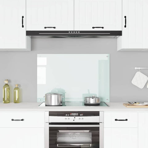 Kitchen Backsplash White 90 x 60 cm Tempered Glass 249459