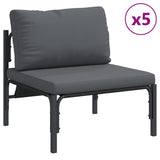 Garden Sofa Set with Cushion 8 pcs Black Steel 3378983