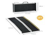 Wheelchair Ramp, 152L x 73Wcm, 272KG Capacity, Folding Aluminium Threshold Ramp with Non-Skid T3398P343504