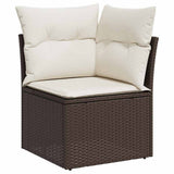 Sofa Set with Cushion 9 pcs Brown and Cream Poly Rattan 3349054