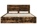 Bed Frame with Drawer Smoked Oak 140 x 190 cm Engineer Wood 3410175