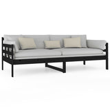 Day Bed Black Solid Pine Wood Single Convertible 820361