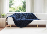 Anti-Slip Faux Rabbit Fur Blanket Olite 4 pcs Marine Blue 42021829