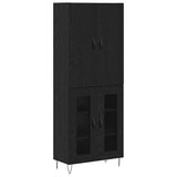 Highboard 2 pcs Black Oak Engineered Wood and Glass 3403167