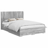 Bed Frame with Storage and Headboard Grey Sonoma 3414130
