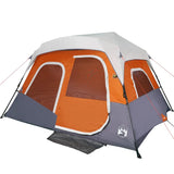 Family Tent with LED 6-Person Light Grey and Orange Quick Release 94309