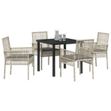 Garden Dining Set with Cushion 5 pcs Light Grey Poly Rattan 3379899