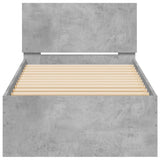 Bed Frame without Mattress with Headboard Concrete Grey 75x190 cm Small Single 838662