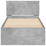 Bed Frame without Mattress with LED Lights Concrete Grey 75x190 cm Small Single 838844