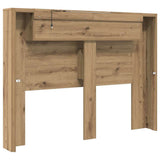 Storage Headboard with LED Artisan Oak Engineered Wood 3418668