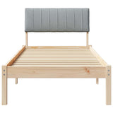 Bed frame Brown and light grey 75 x 190 cm Solid pine wood 878719