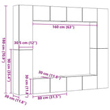 ZNTS Wall Mounted TV cabinets 8 pcs Old Wood Engineered Wood 3328953