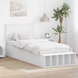 Bed Frame with Shelf Manual White 90 x 190 cm Engineered Wood 3408403