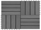 Decking Tile 3D Design 11 pcs Grey 30 x 30 cm WPC 42046680