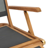 Deck Chair Black Solid Teak Wood 152 cm x 60 cm x 90 cm Foldable 47410