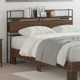 Storage Headboard with Shelf Brown oak 140 cm Engineered wood 859644